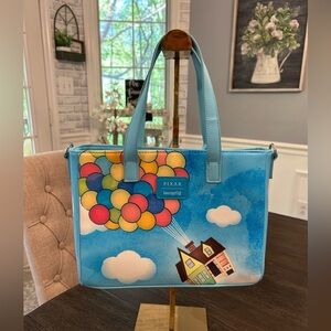 Pixar Loungefly Up Balloon Scene Blue Small Tote Bag